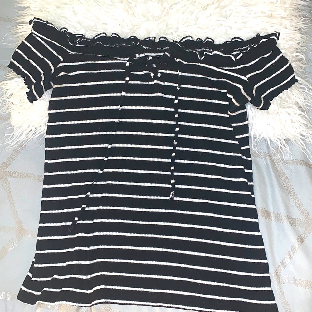 Black & White Off The Shoulder Top